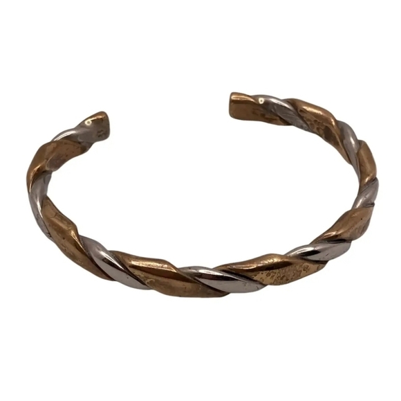 Vintage Sergio Lub Braided Copper and Sterling Silver Cuff Bracelet - Picture 6 of 6